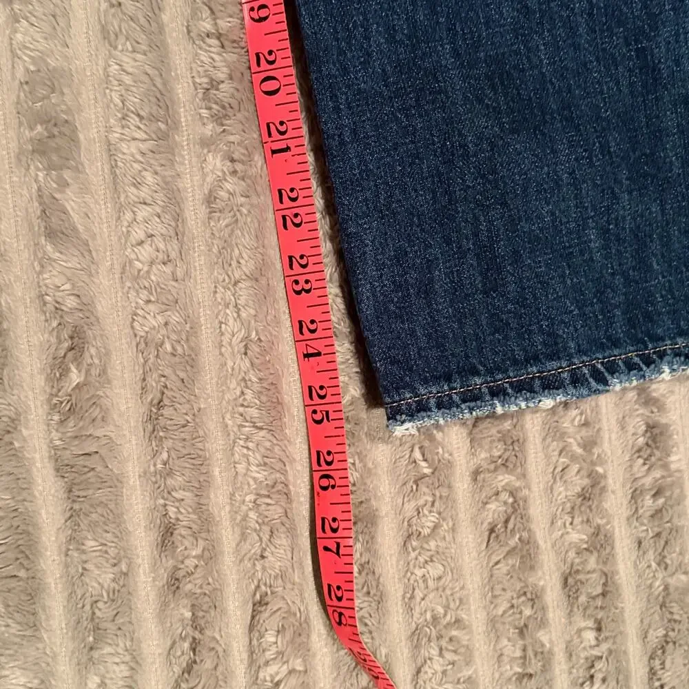 Pistola‎ Lennon High Rise Crop Straight Jeans 30 Blue Distressed Button Fly